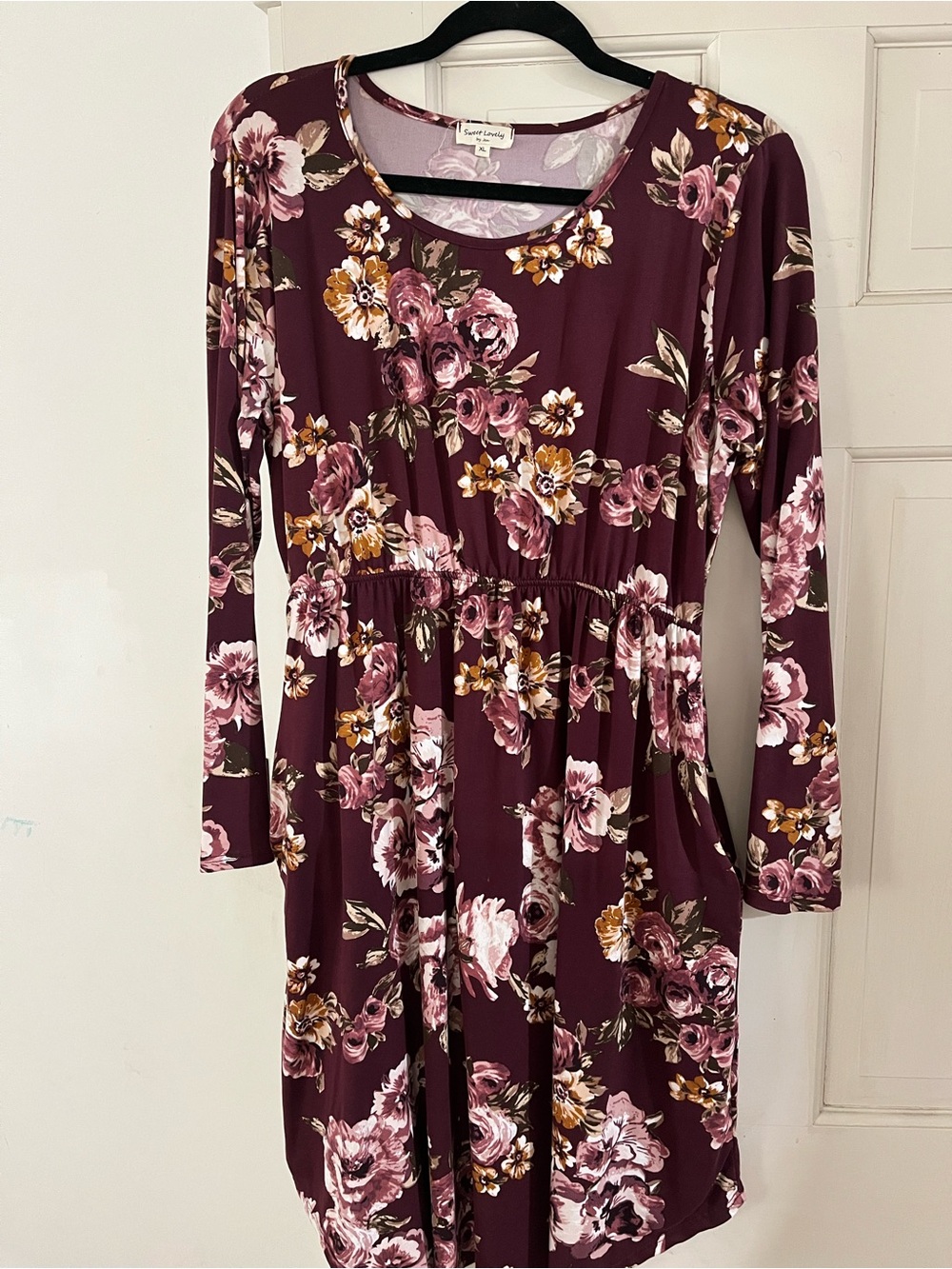 Sweet Love Burgundy Floral Long Sleeve Dress